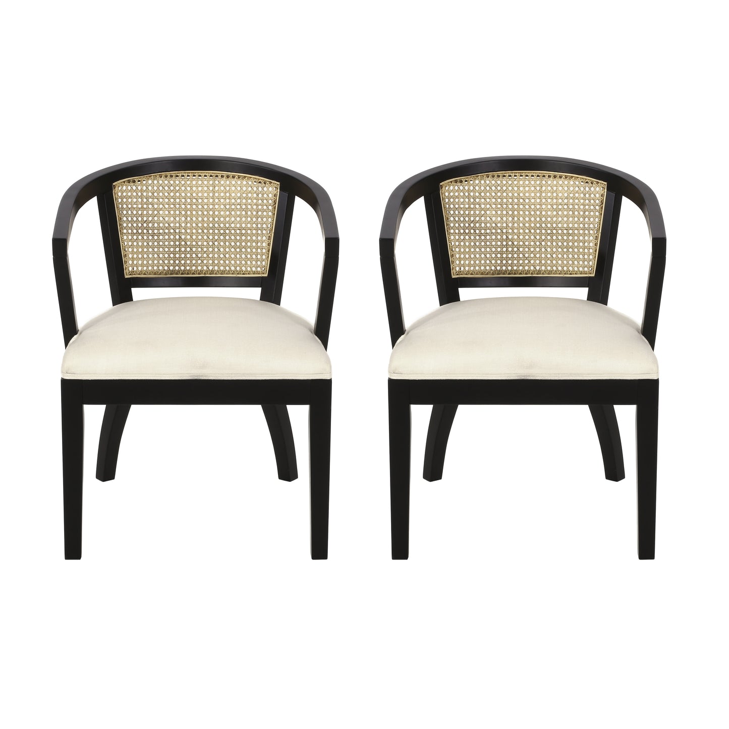 Delwood Traditional Upholstered Wood and Cane Dining Chairs, Set of 2