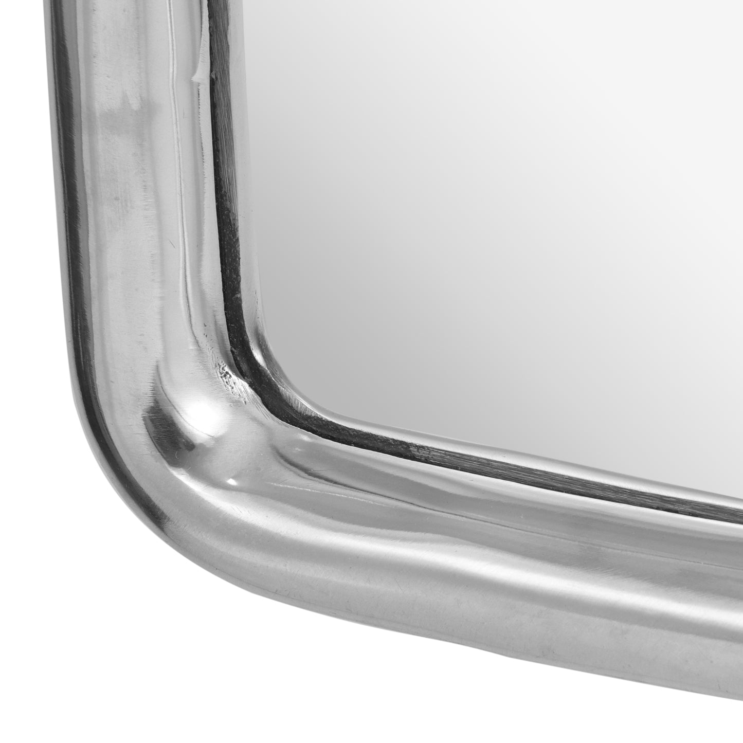 Gareth Modern Handcrafted Rectangular Aluminum Wall Mirror, Silver
