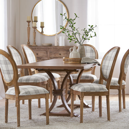 Dason French Country Fabric Upholstered Wood 7 Piece Dining Set