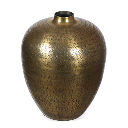 Olcott Handmade Textured Aluminum Vase, Brass