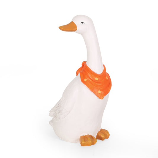 Rafter Outdoor Goose Garden Statue, White and Orange