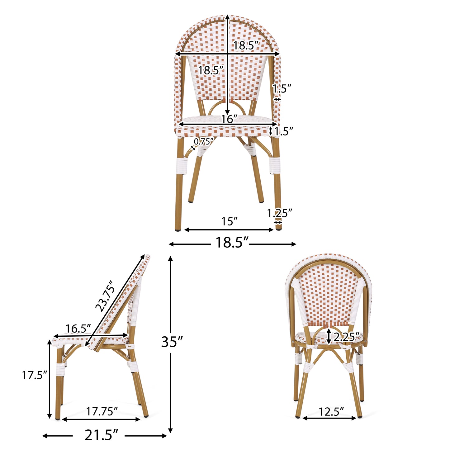 Brandy Outdoor French Bistro Chair, Set of 4