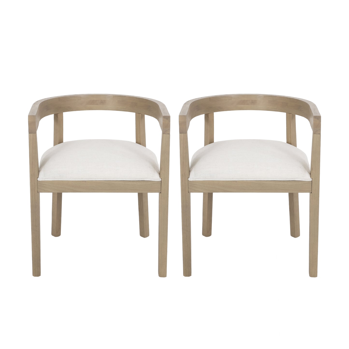 Vande Fabric Upholstered Wood Tub Dining Chairs, Set of 2