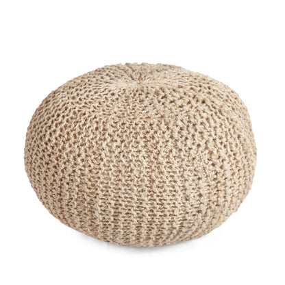 Brightridge Boho Handmade Jute Cable Knit Round Pouf