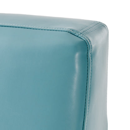 Addison Contemporary Teal Blue Leather Club Chair with Scrolled Arms