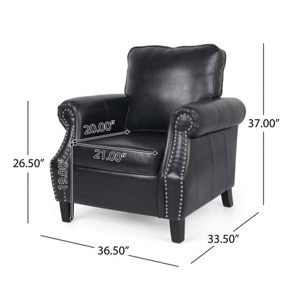 Burkehaven Contemporary Faux Leather Club Chair with Nailhead Trim