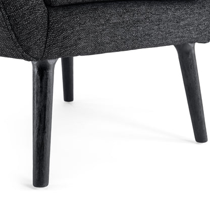 Eastdale Mid Century Modern Upholstered Wingback Club Chair, Black Textured Tweed and Black
