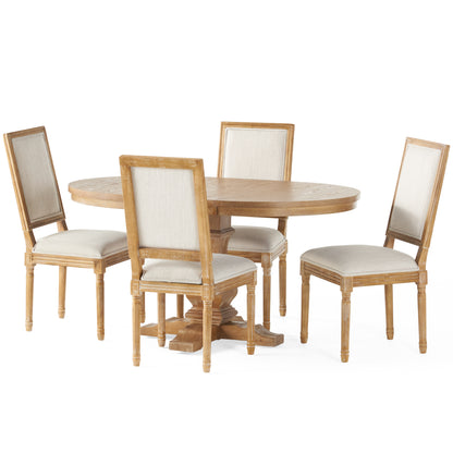 Beckstrom French Country 5-Piece Expandable Oval Dining Set - Wood