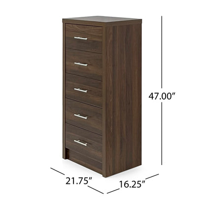 Marlette Modern Faux Wood 5 Drawer Dresser