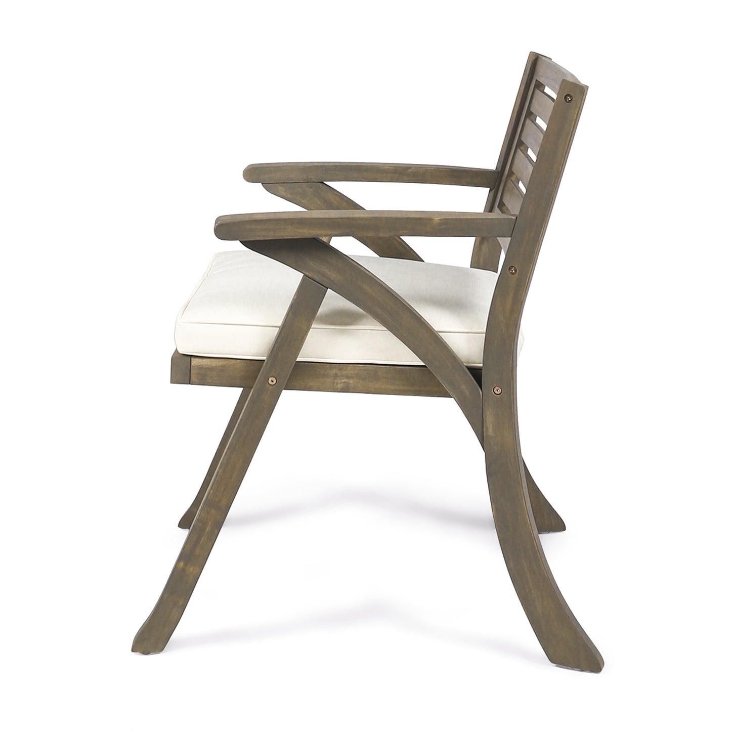 Sean Outdoor Acacia Wood Dining Chair, Gray and Crème