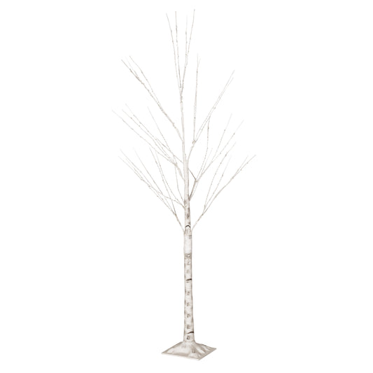 Ammy 5-Foot Pre-Lit 200 Warm White LED Artificial Twig Birch Tree, White