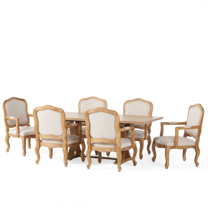 Maria French Country Wood 7-Piece Expandable Dining Set