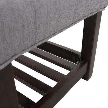 Pelon Contemporary Button Tufted Bench with Shelf