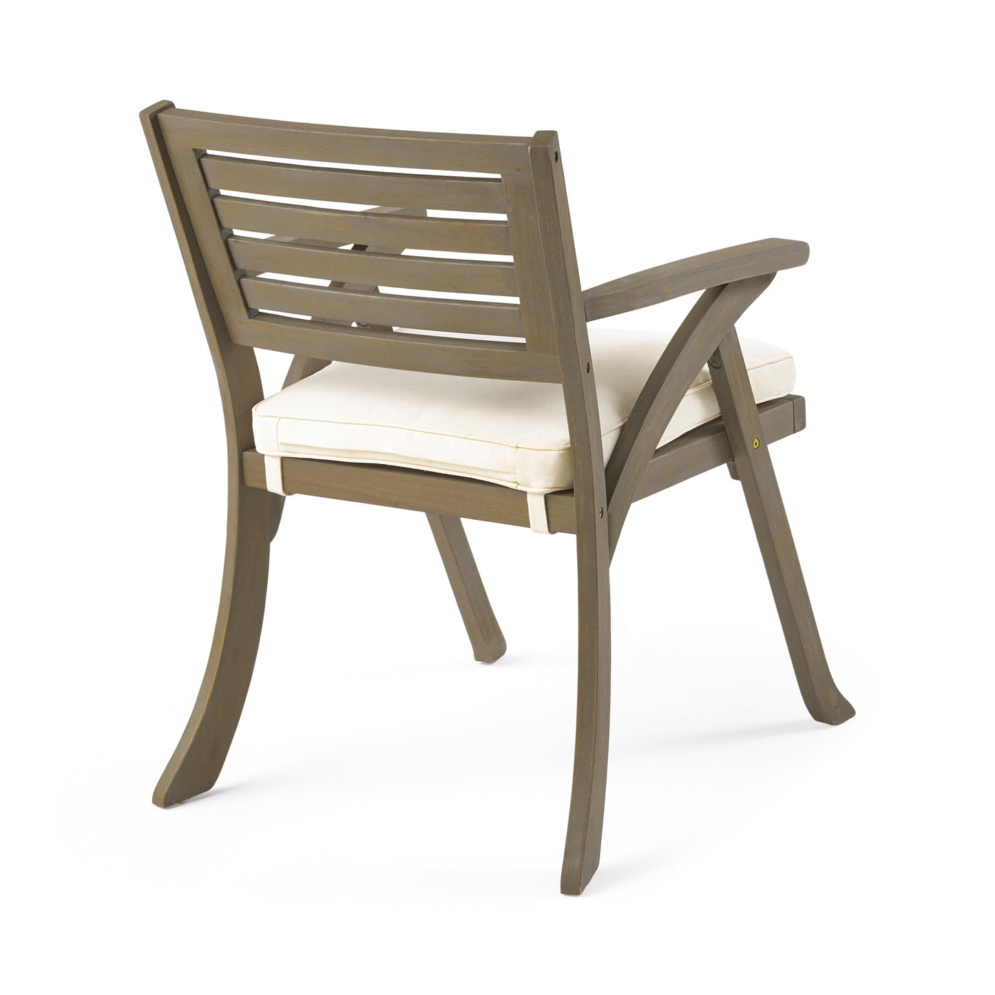 Sean Outdoor Acacia Wood Dining Chair, Gray and Crème