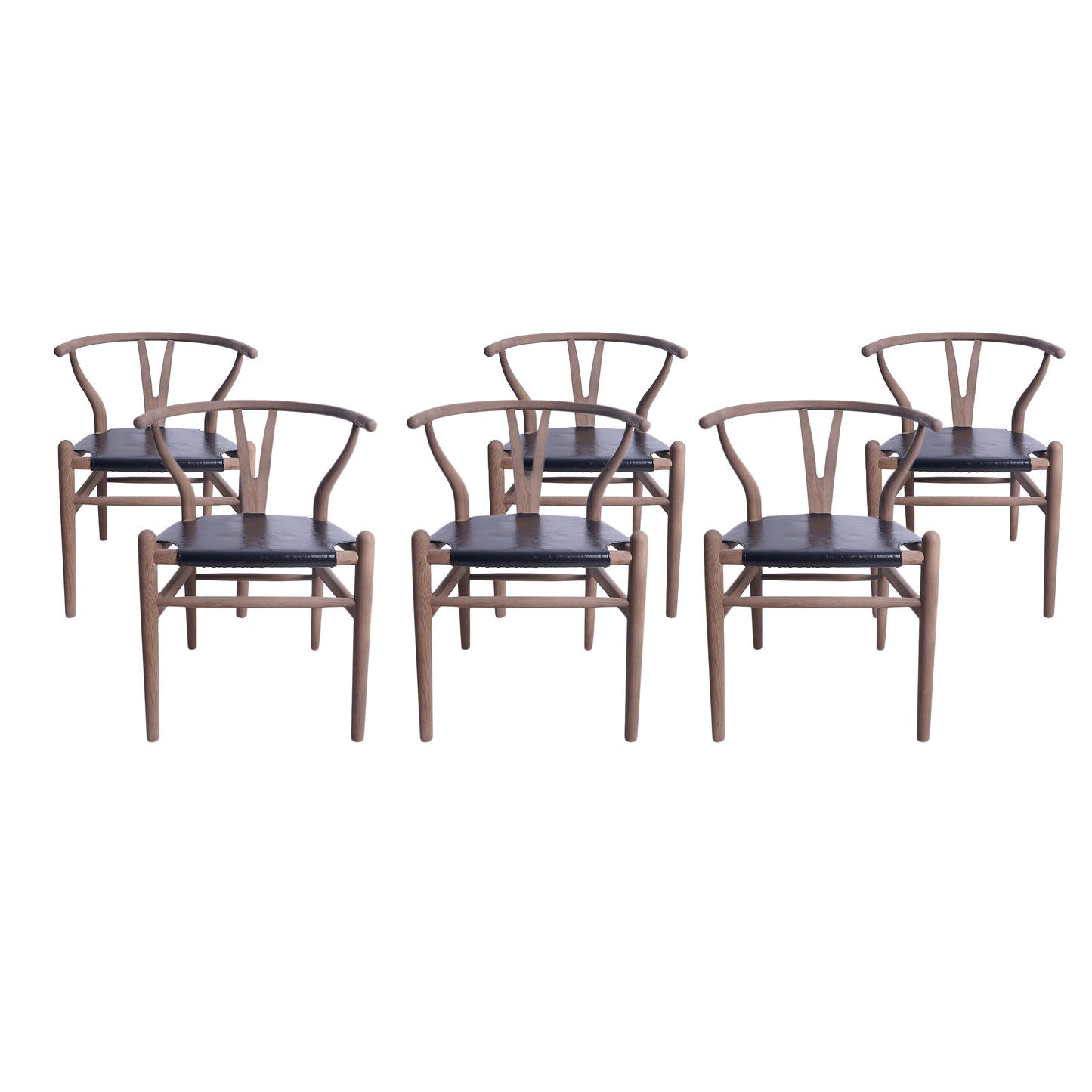 Quince Mid Century Boho Ash Wood Dining Chairs, Set of 6