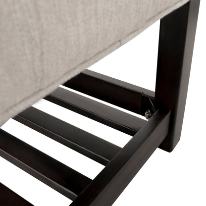 Pelon Contemporary Button Tufted Bench with Shelf