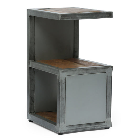 Clary Modern Industrial Handcrafted Mango Wood Side Table, Natural and Gray