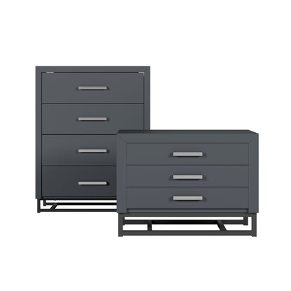 Borah Contemporary Faux Wood 2 Piece 4 Drawer Dresser and Nightstand Bedroom Set