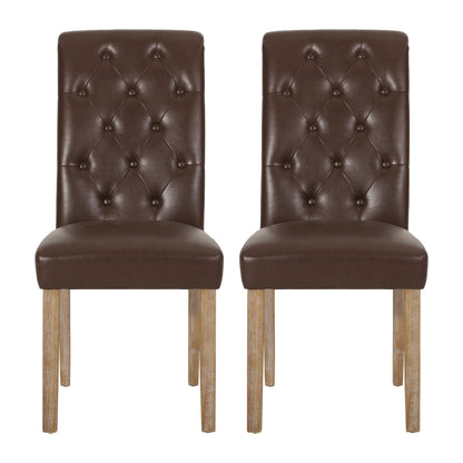 Larkspur Contemporary Faux Leather Tufted Dining Chairs, Set of 2