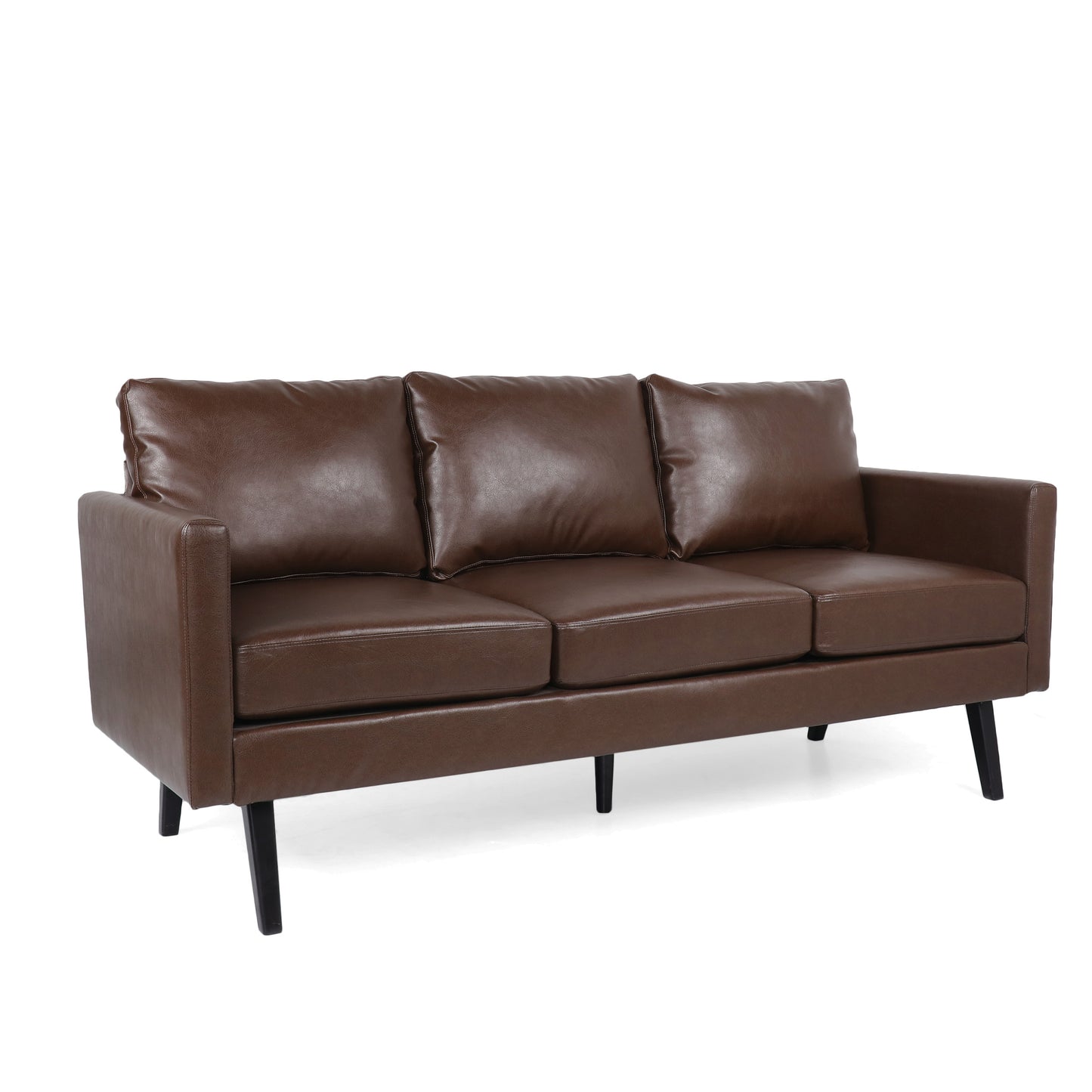 Dowd Mid Century Modern Faux Leather 3 Seater Sofa