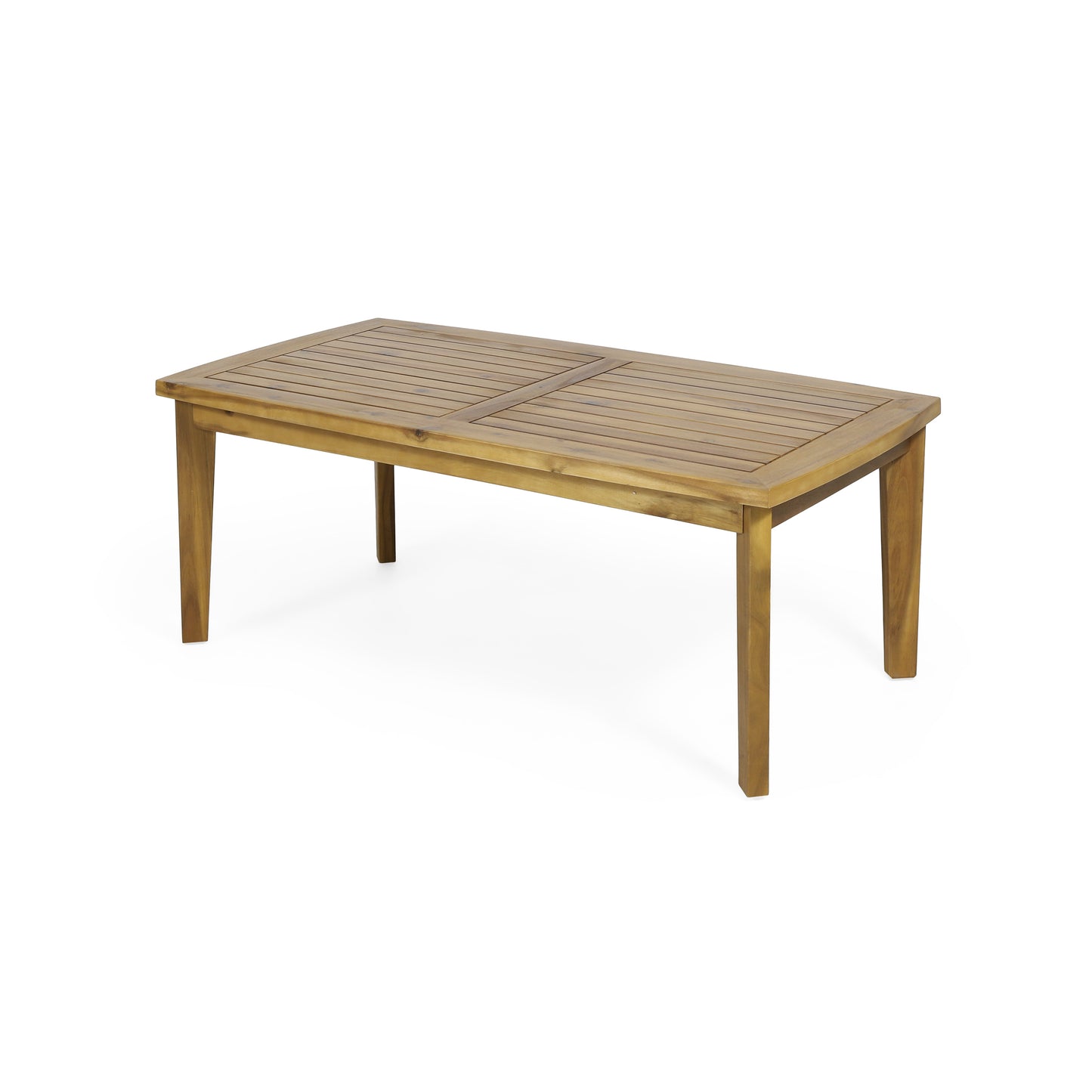 Laiah Outdoor Wooden Chat Set with Rectangular Coffee Table