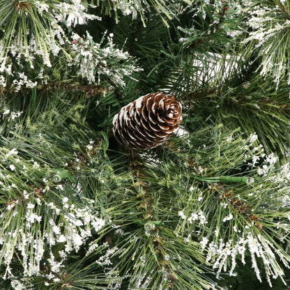 4.5-foot Cashmere Pine and Mixed Needles Pre-Lit Clear LED Hinged Artificial Christmas Tree with Snow and Glitter Branches and Frosted Pinecones