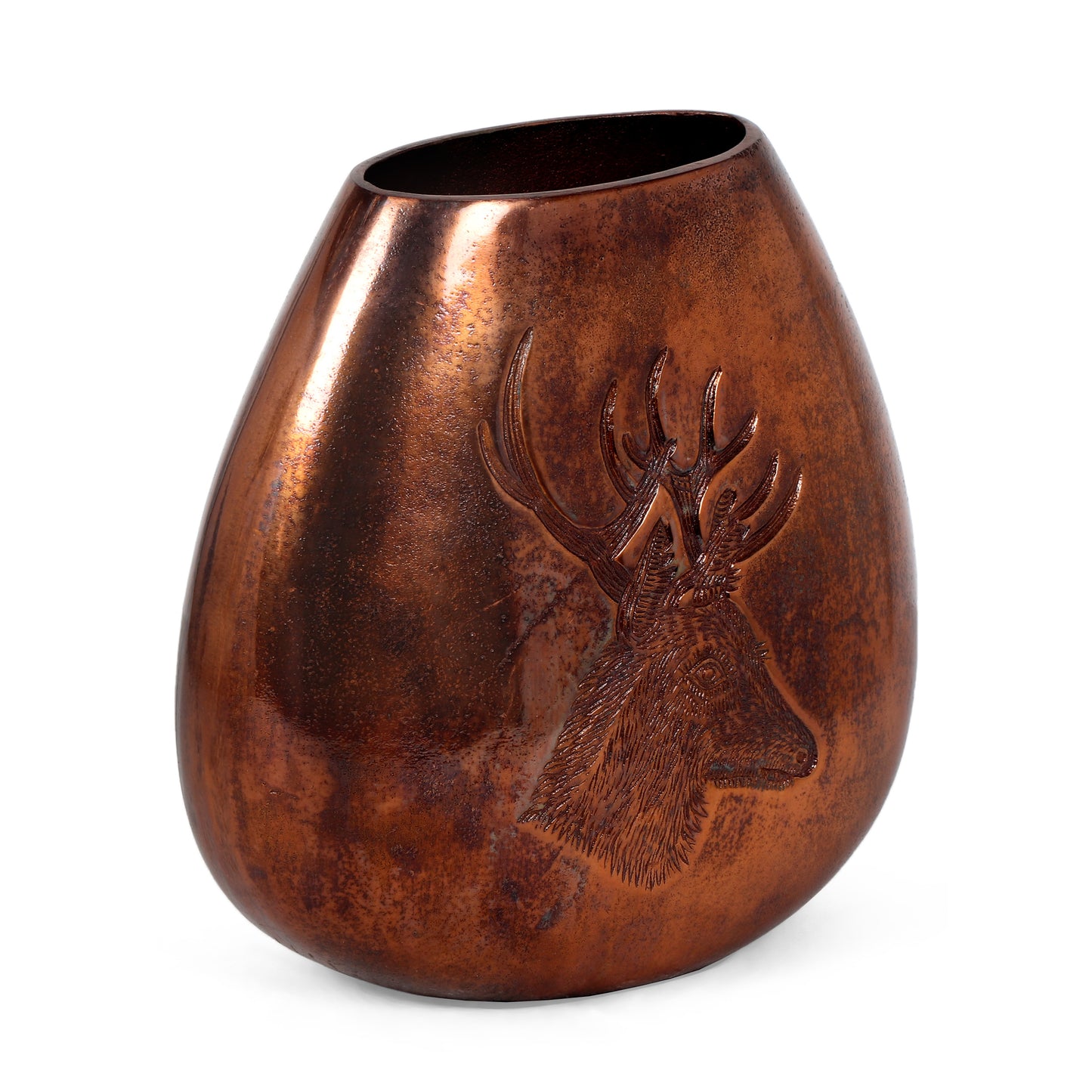 Jolson Handmade Aluminum Flat Vase, Burnt Copper