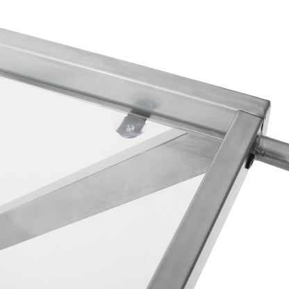 Cantrell Modern Iron and Glass 2 Tier Bar Cart, Silver